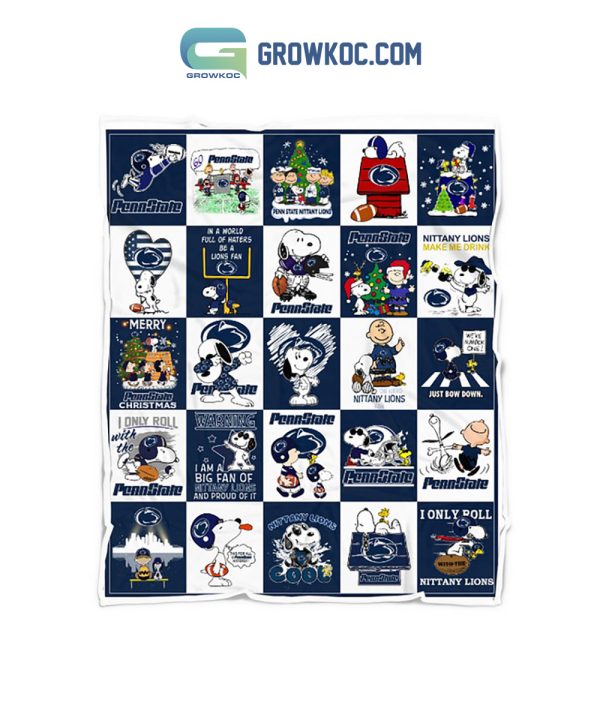 Penn State Nittany Lions Snoopy Peanuts Merry Christmas Fleece Blanket Quilt