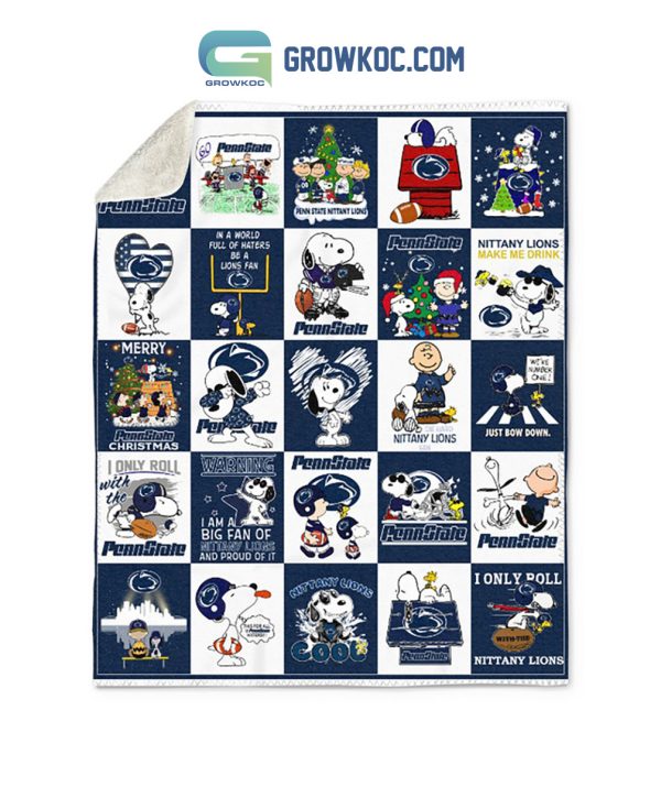 Penn State Nittany Lions Snoopy Peanuts Merry Christmas Fleece Blanket Quilt