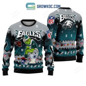 Philadelphia Eagles Grinch Toilet Redskins Cowboys NY Giants Christmas Ugly Sweater