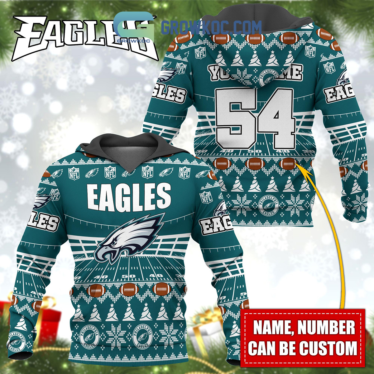 Philadelphia Eagles NFL Christmas Personalized Hoodie Zipper