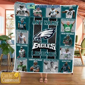 Philadelphia Eagles NFL Legends In History Personalized Fleece Blanket Quilt