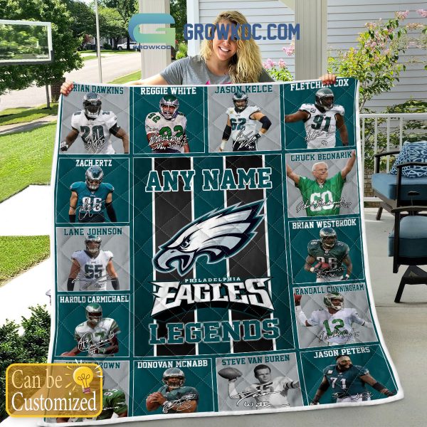 Philadelphia Eagles NFL Legends In History Personalized Fleece Blanket Quilt