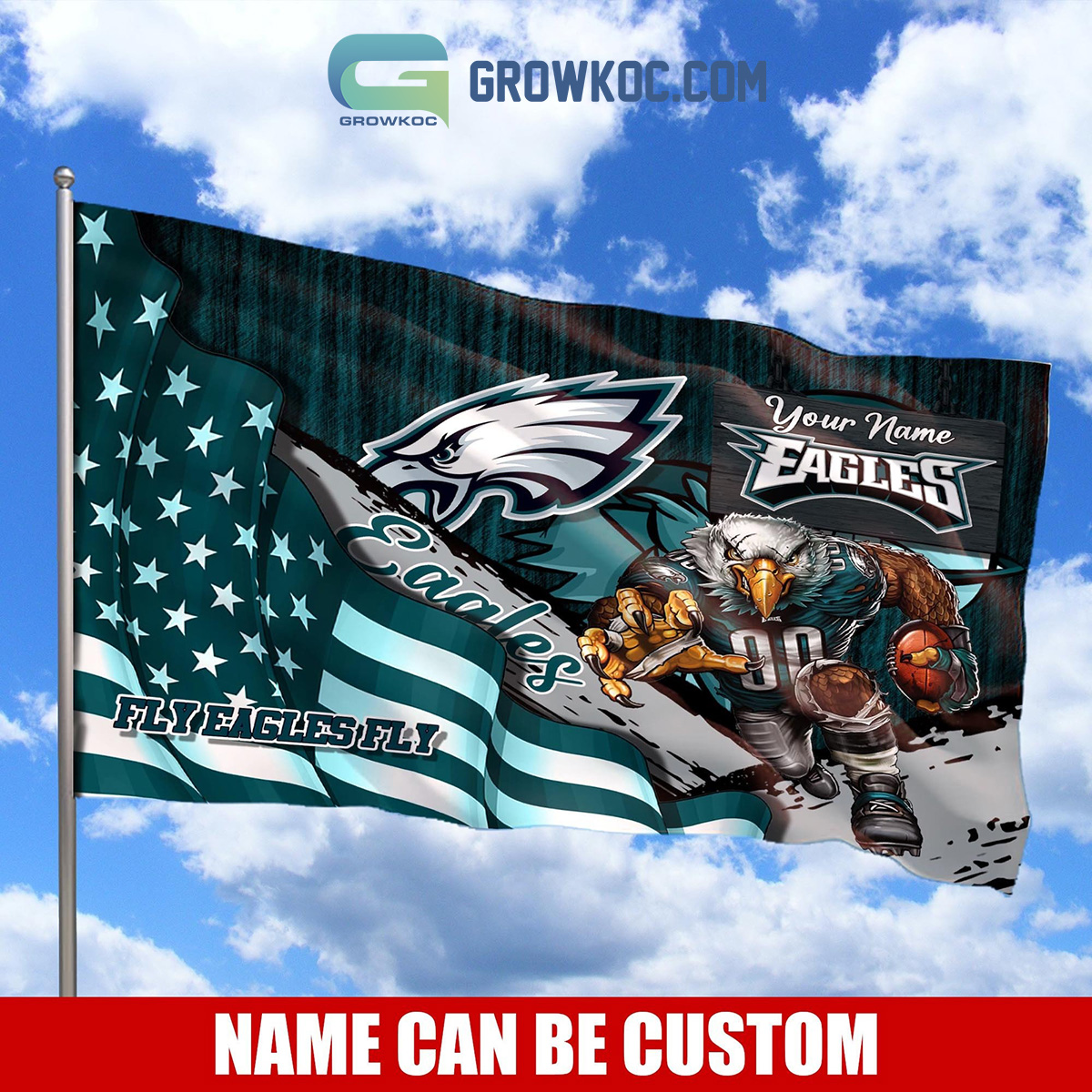 Philadelphia Eagles NFL Mascot Slogan American House Garden Flag - Growkoc