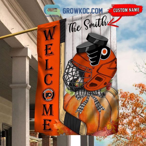 Philadelphia Flyers NHL Welcome Fall Pumpkin Personalized House Garden Flag