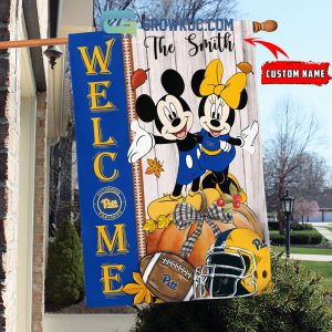 Pittsburgh Panthers NCAA Disney Mickey Minnie Welcome Fall Pumpkin Personalized House Garden Flag