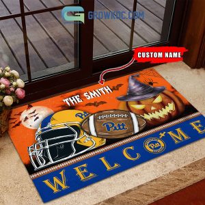 Pittsburgh Panthers NCAA Football Welcome Halloween Personalized Doormat