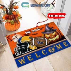 Pittsburgh Panthers NCAA Football Welcome Halloween Personalized Doormat