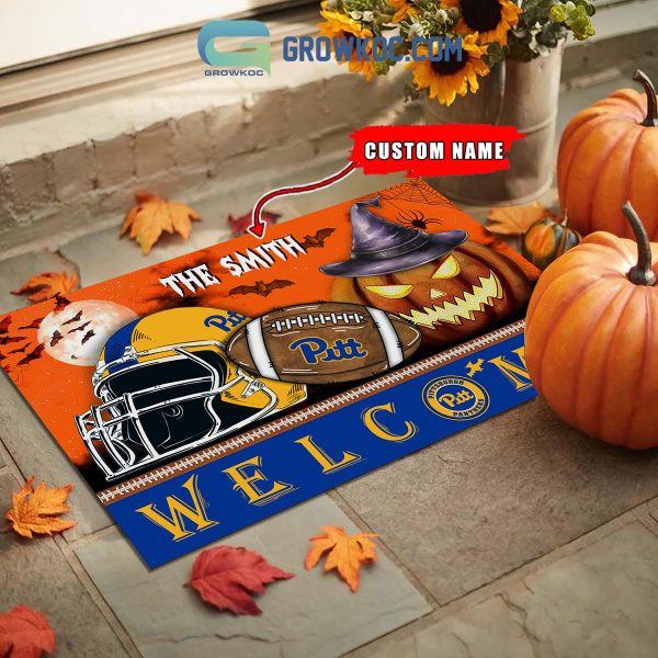 Pittsburgh Panthers NCAA Football Welcome Halloween Personalized Doormat