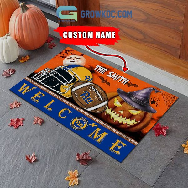 Pittsburgh Panthers NCAA Football Welcome Halloween Personalized Doormat