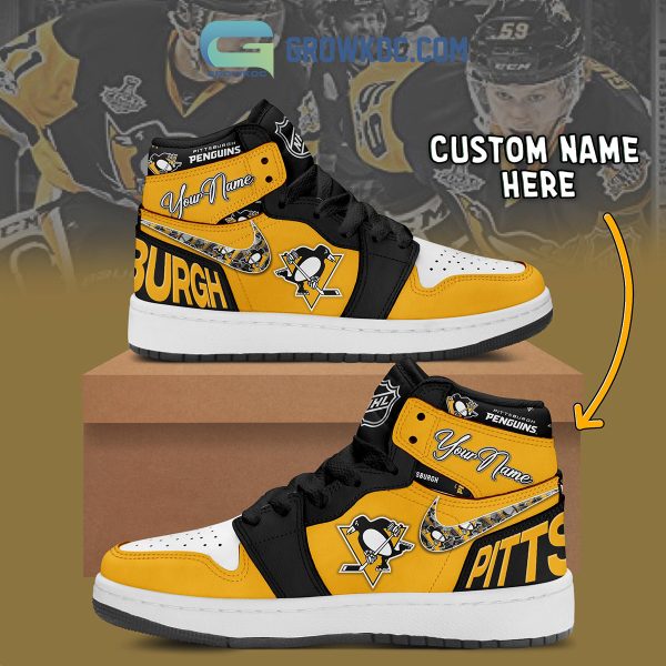 Pittsburgh Penguins NHL Personalized Air Jordan 1 Shoes
