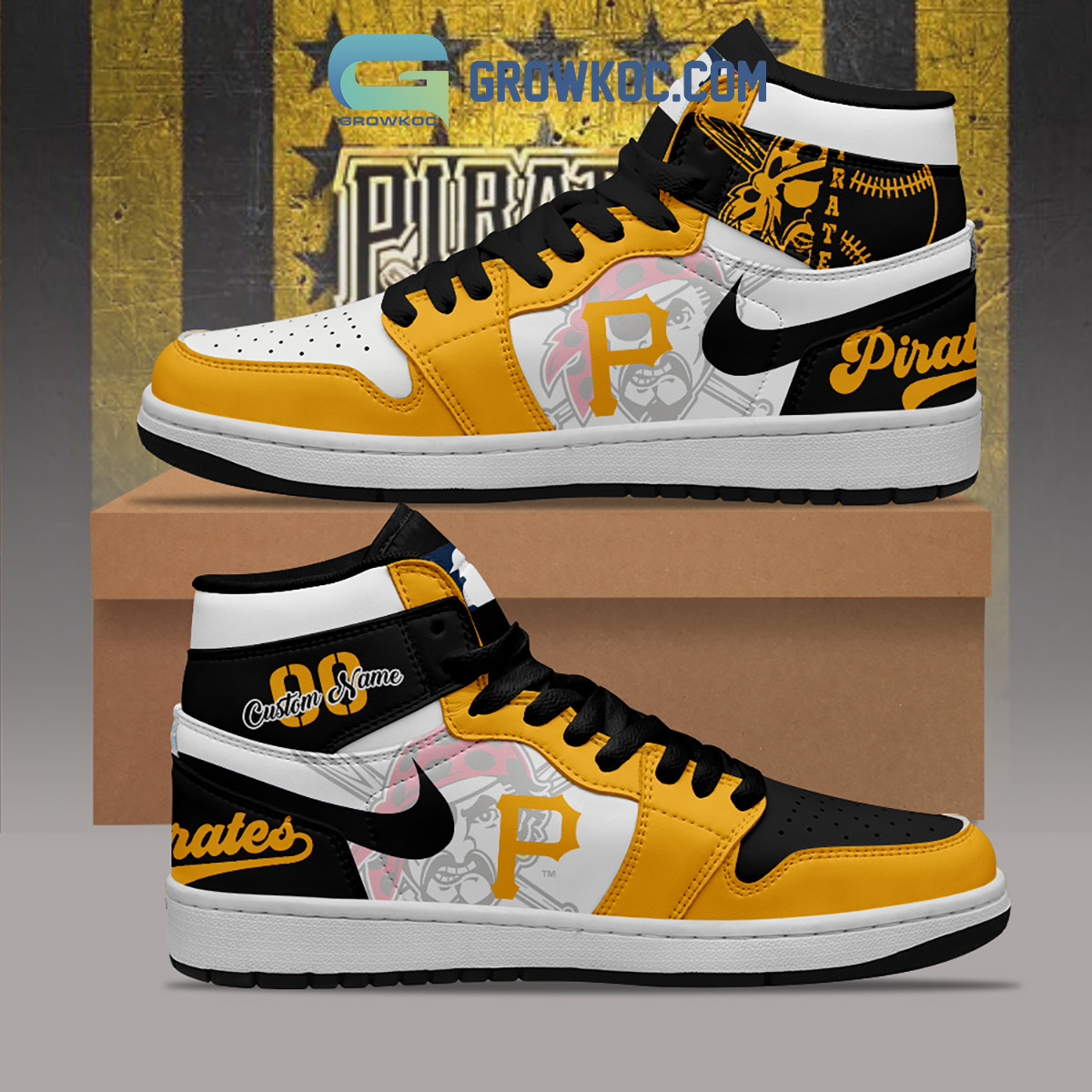 Pittsburgh Pirates MLB Personalized Air Jordan 1 Shoes - Growkoc