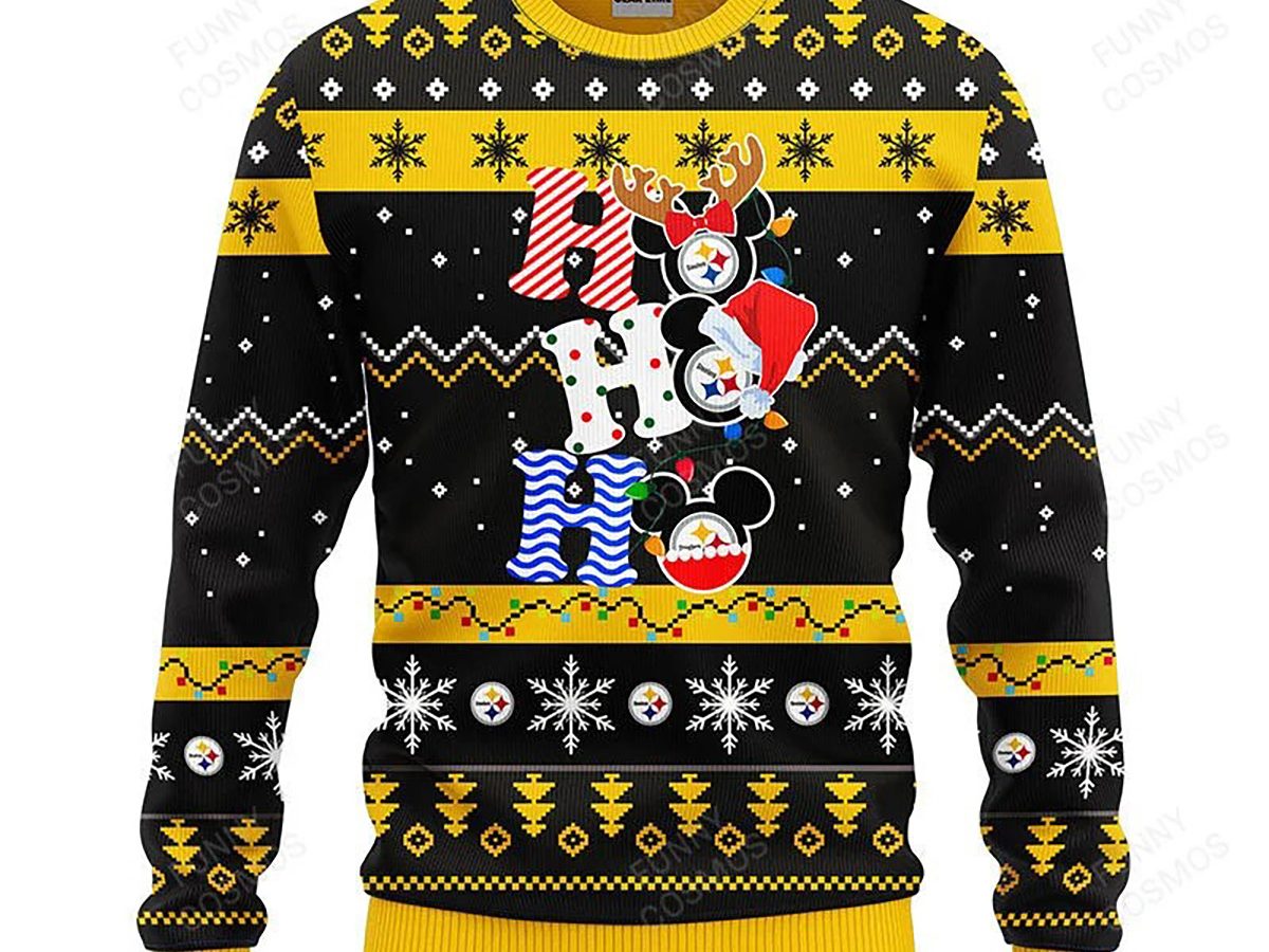 Pittsburgh Steelers Skull Flower Ugly Christmas Ugly Sweater - Growkoc