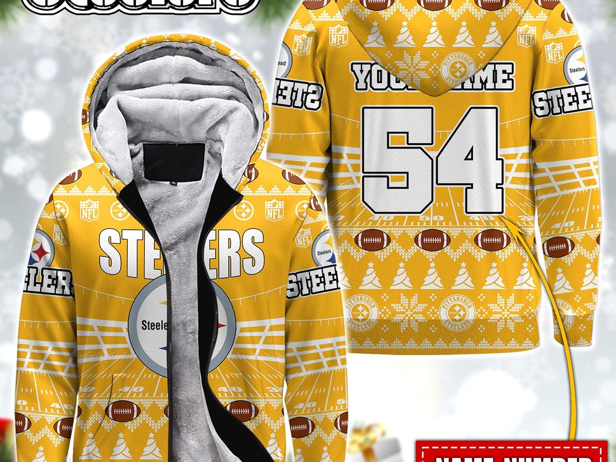 Pittsburgh Steelers NFL Christmas Personalized Hoodie Zipper Fleece Jacket  - Growkoc