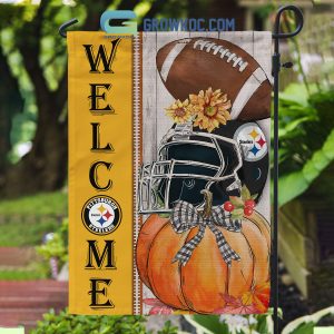 Pittsburgh Steelers NFL Welcome Fall Pumpkin Personalized House Garden Flag
