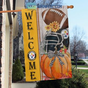 Pittsburgh Steelers NFL Welcome Fall Pumpkin Personalized House Garden Flag