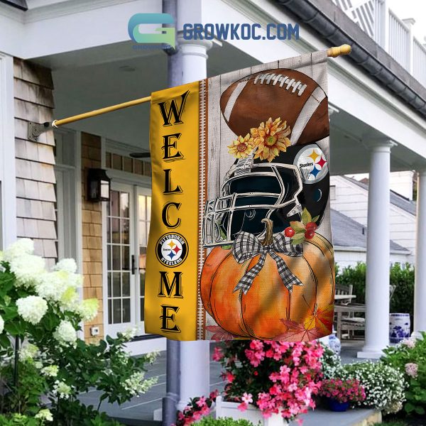 Pittsburgh Steelers NFL Welcome Fall Pumpkin Personalized House Garden Flag