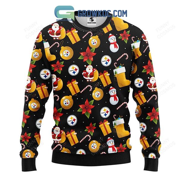 Pittsburgh Steelers Santa Claus Snowman Christmas Ugly Sweater