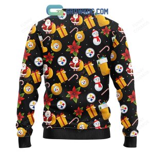 Pittsburgh Steelers Santa Claus Snowman Christmas Ugly Sweater