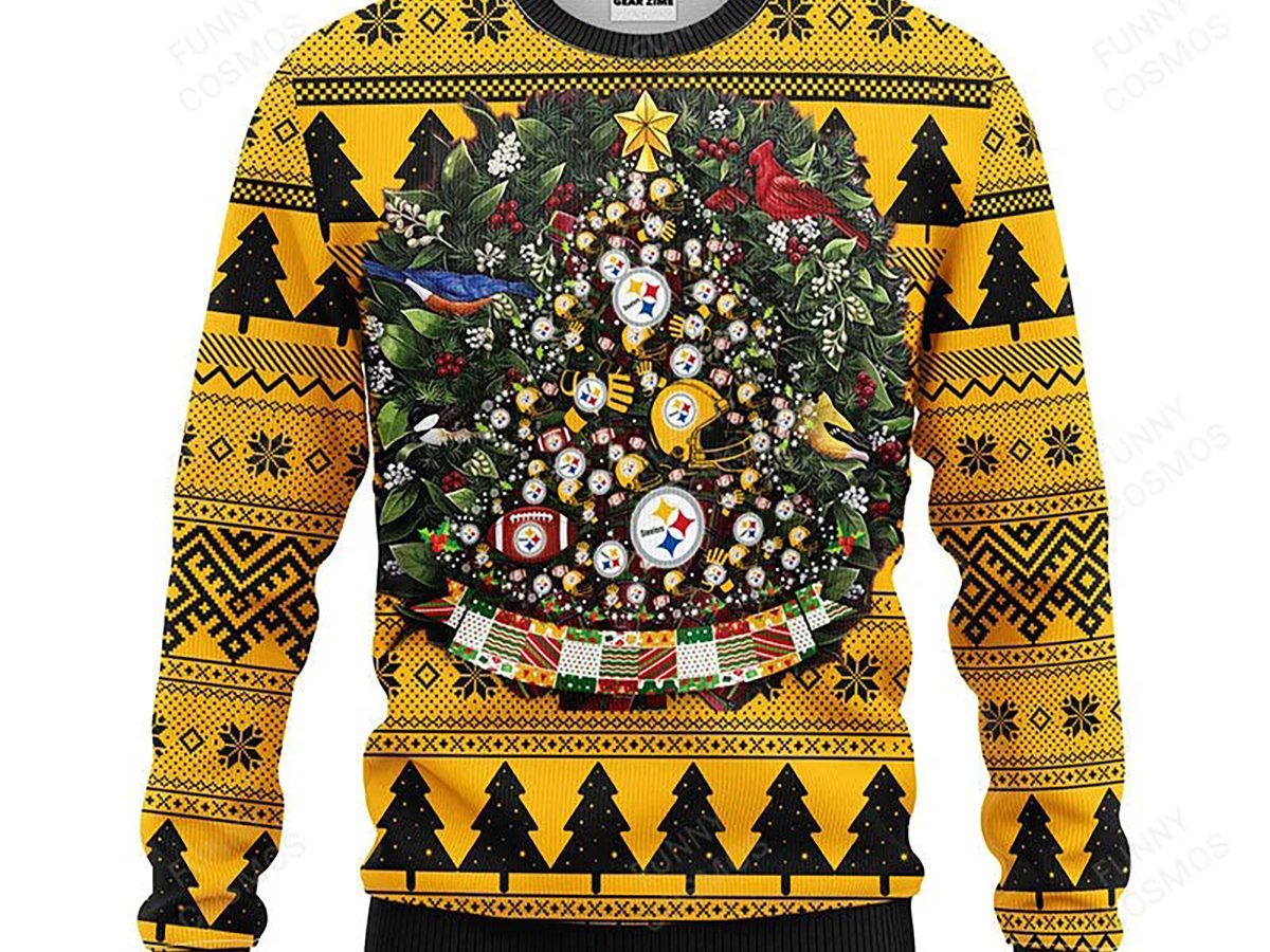 Pittsburgh Steelers Dog Family Holiday Ugly Sweater FOCO