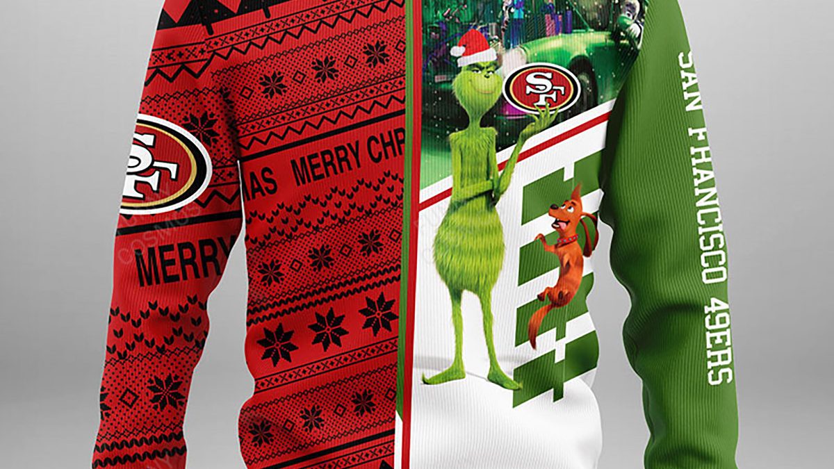 Grinch San Francisco 49ers 3D Ugly Christmas Sweater - T-shirts