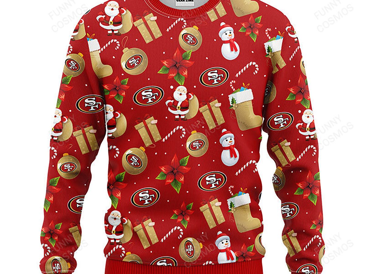 San Francisco 49ers Tree Ball Christmas Ugly Sweater - Growkoc