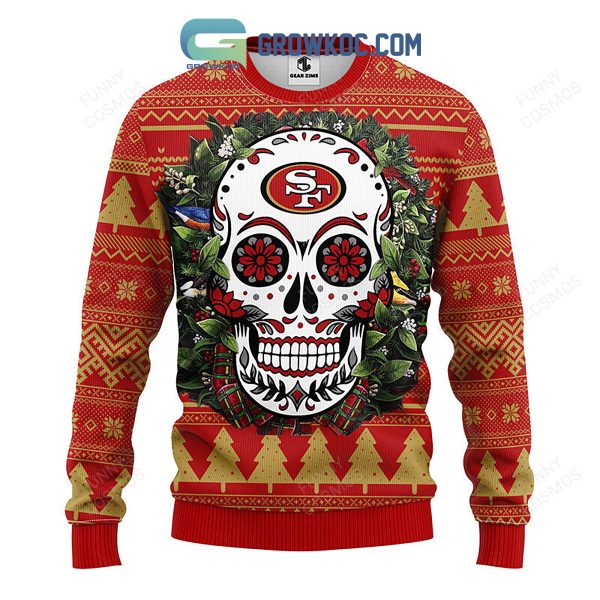 San Francisco 49ers Skull Flower Ugly Christmas Ugly Sweater