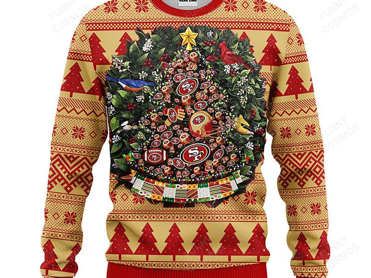 San Francisco 49ers Tree Ball Christmas Ugly Sweater - Growkoc