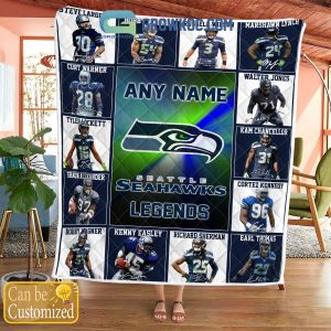 Seattle Seahawks NFL Legends In History Personalized Fleece Blanket Quilt