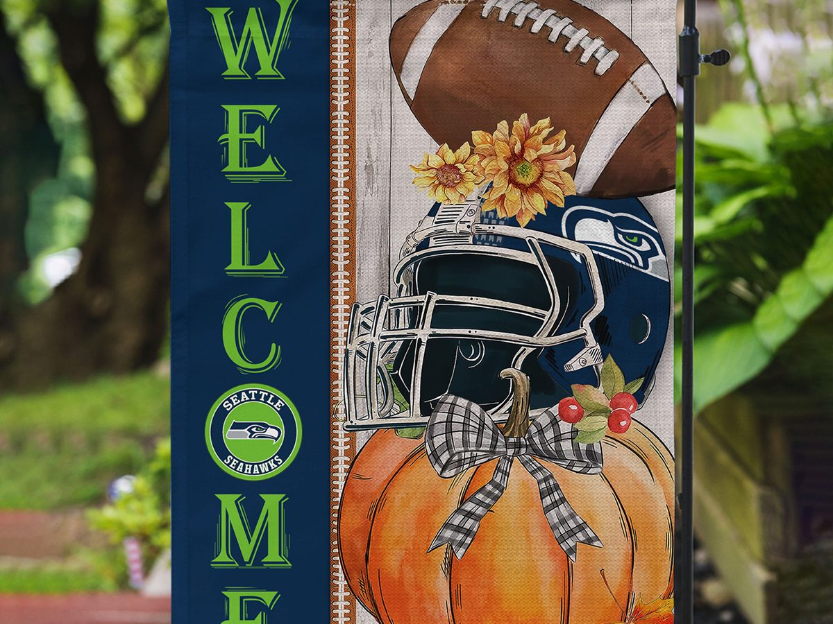 Seattle Seahawks NFL Welcome Fall Pumpkin Personalized House Garden Flag -  Growkoc