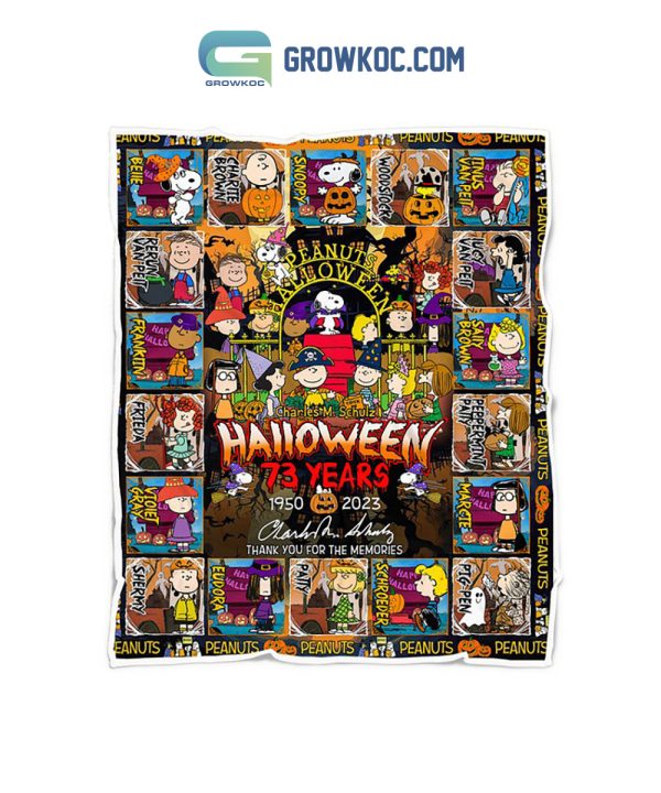 Snoopy Peanuts Halooween 73 Years 1950 2023 Memories Fleece Blanket Quilt