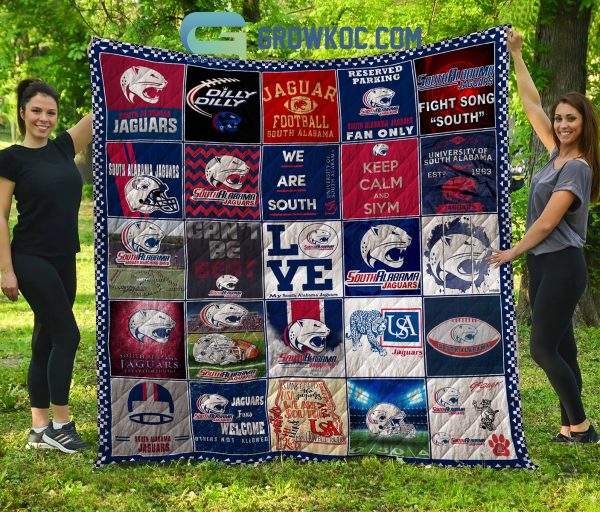 South Alabama Jaguars football NCAA Collection Design Fleece Blanket Quilt