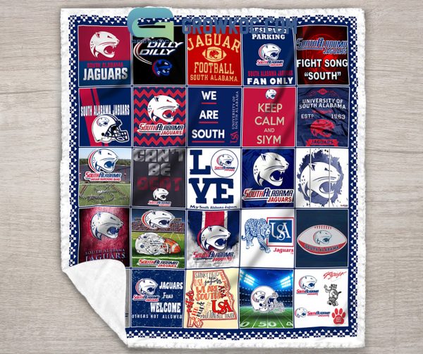 South Alabama Jaguars football NCAA Collection Design Fleece Blanket Quilt