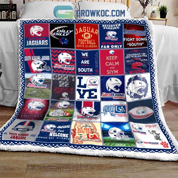 South Alabama Jaguars football NCAA Collection Design Fleece Blanket Quilt