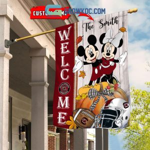 South Carolina Gamecocks NCAA Disney Mickey Minnie Welcome Fall Pumpkin Personalized House Garden Flag