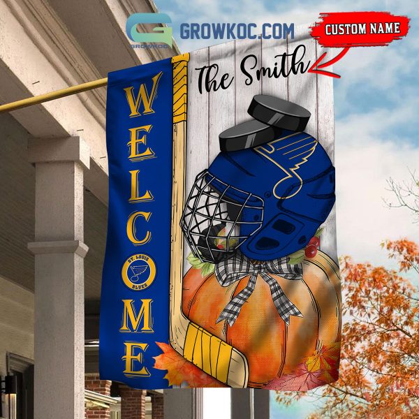 St. Louis Blues NHL Welcome Fall Pumpkin Personalized House Garden Flag