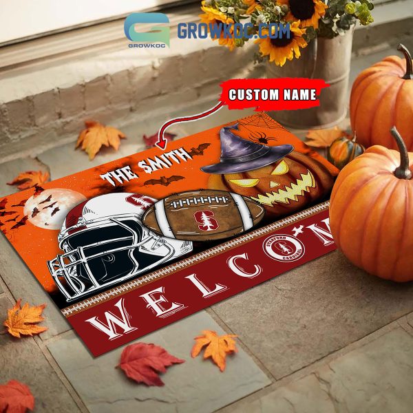 Stanford Cardinal NCAA Football Welcome Halloween Personalized Doormat