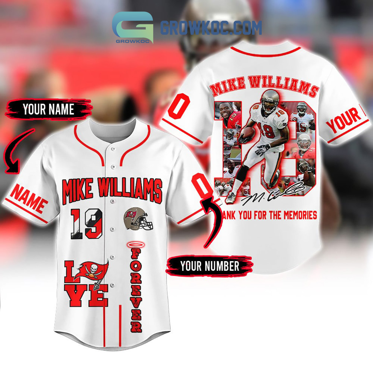 Tampa Bay Buccaneers Mike Williams 19 Forever Memories Personalized Baseball  Jersey - Growkoc