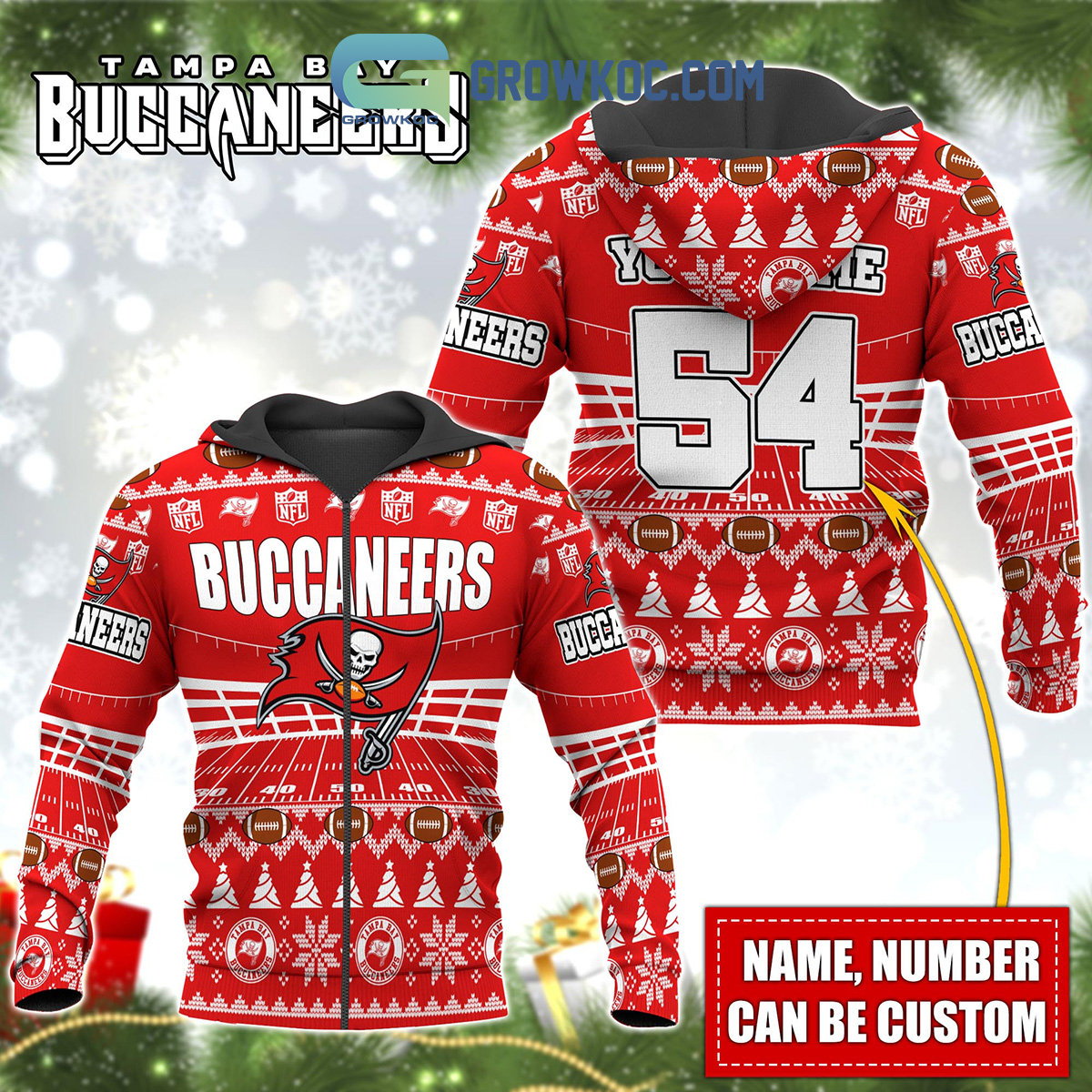 Tampa Bay Buccaneers NFL Christmas Personalized Hoodie Zipper