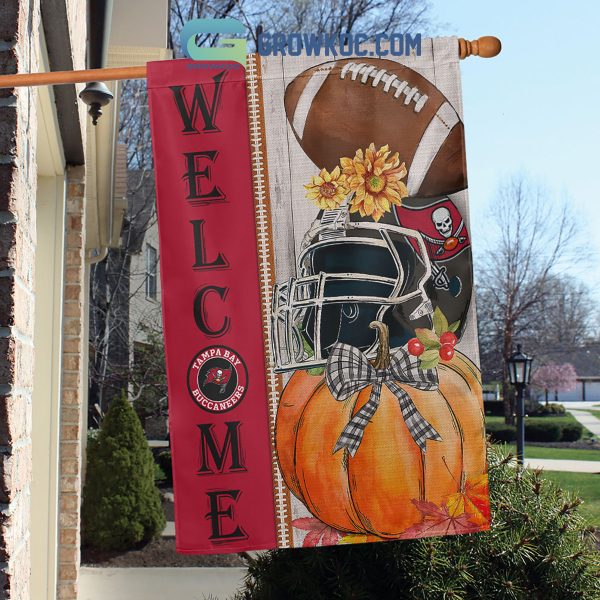 Tampa Bay Buccaneers NFL Welcome Fall Pumpkin Personalized House Garden Flag