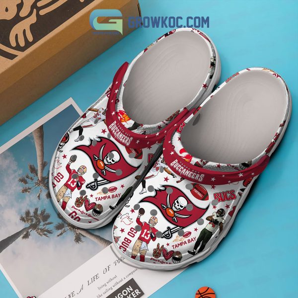 Tampa Bay Buccaneers Peace Love Red White Design Clogs Crocs