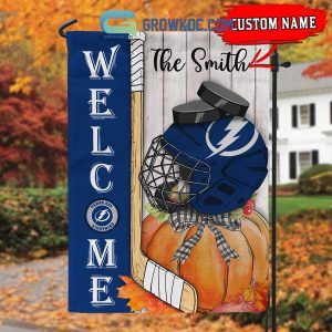 Tampa Bay Lightning NHL Welcome Fall Pumpkin Personalized House Garden Flag