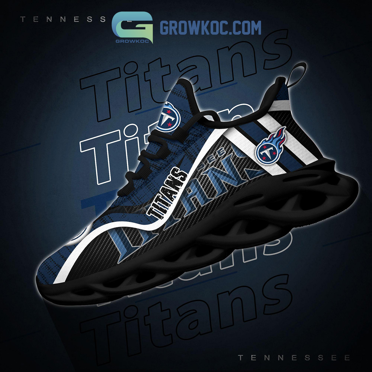 Tennessee Titans NFL Clunky Sneakers Max Soul Shoes - Growkoc