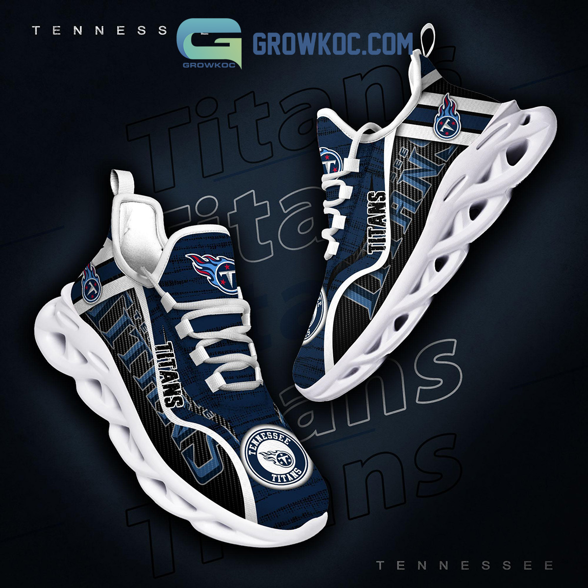 Tennessee Titans Chunky Shoes NFL Football Team Custom Name Max Soul  Sneakers - Freedomdesign