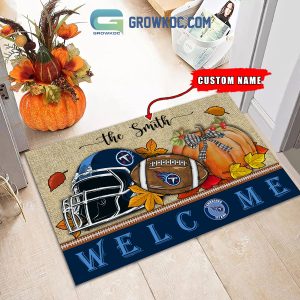Tennessee Titans NFL Welcome Fall Pumpkin Personalized Doormat