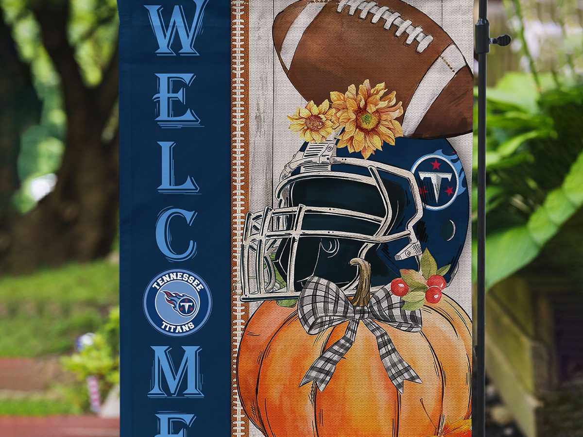 Tennessee Titans Football Gnome GO TITANS Welcome Garden Flag Sign  Embroidered House Warming Gift Welcome Fall Thanksgiving