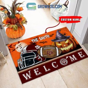 Texas A_M Aggies NCAA Football Welcome Halloween Personalized Doormat