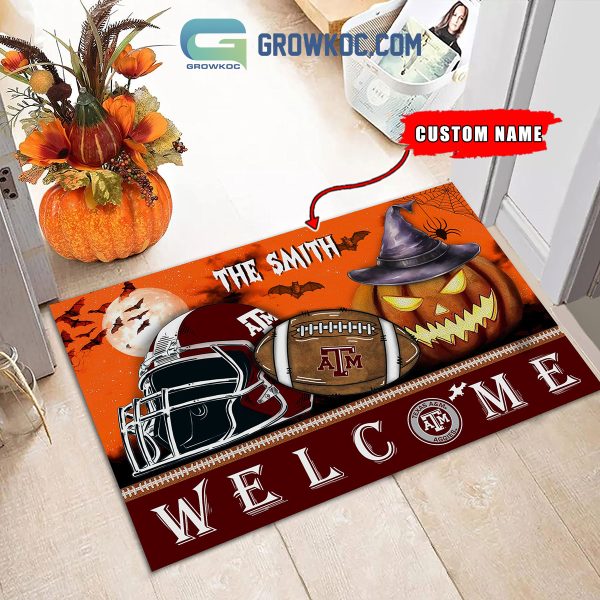 Texas A_M Aggies NCAA Football Welcome Halloween Personalized Doormat