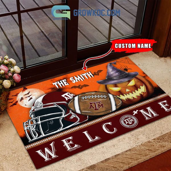 Texas A_M Aggies NCAA Football Welcome Halloween Personalized Doormat