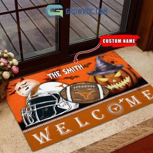 Texas Longhorns NCAA Football Welcome Halloween Personalized Doormat