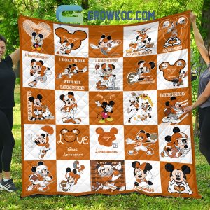 Texas Longhorns NCAA Mickey Disney Fleece Blanket Quilt